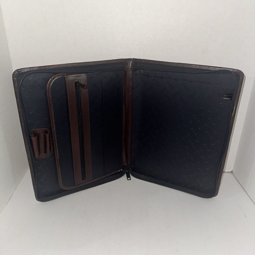 Vintage Samsill 70734 Brown Zip Portfolio Organizer Executive Padfolio